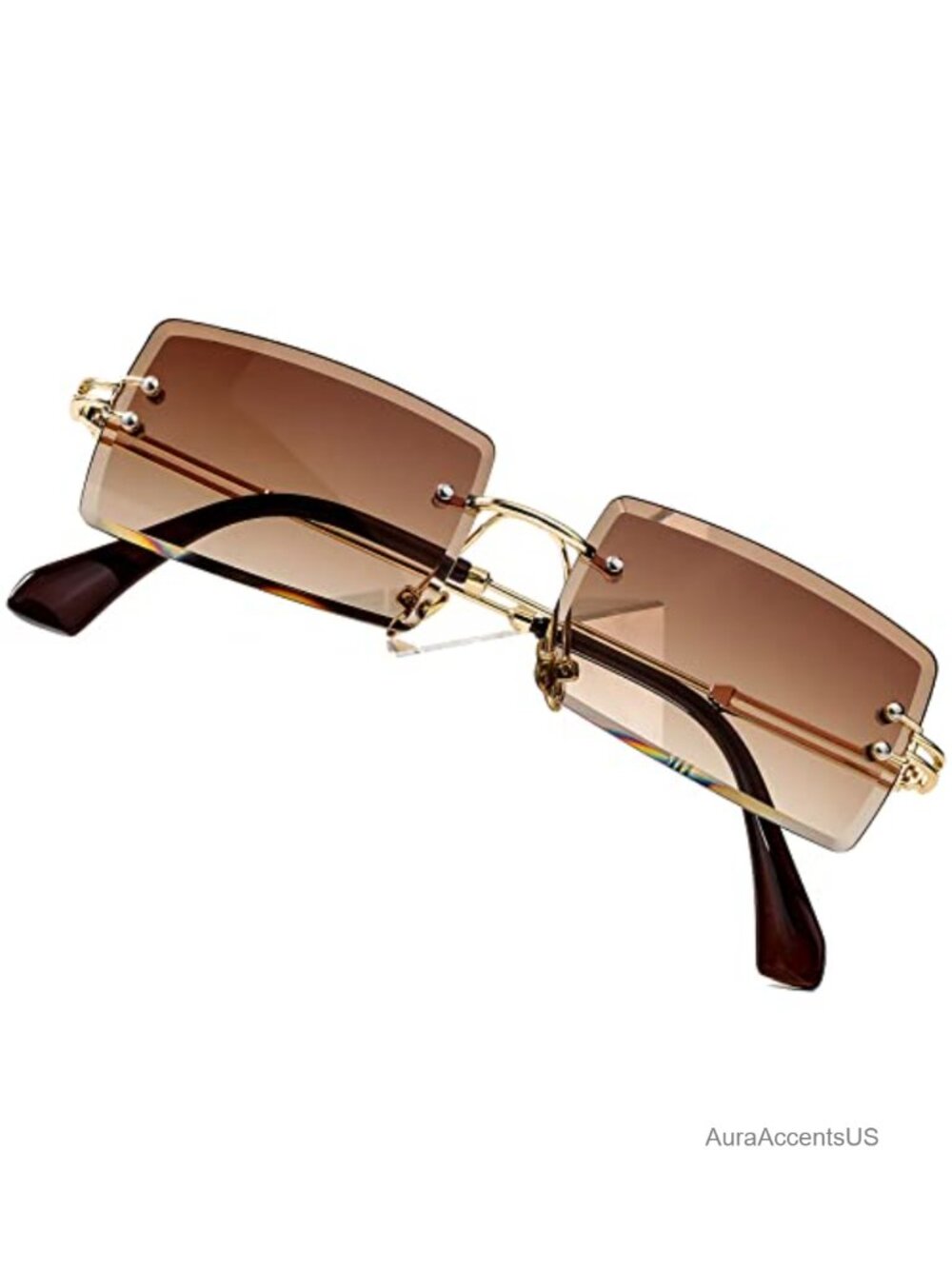 Rimless Rectangle Sunglasses Unisex Retro UV400 Square